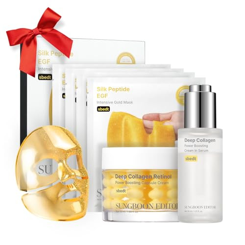 Sungboon Editor Golden Glow Plumplooking Trio Silk Peptide Egf Intensive Gold Mask And Deep Collagen Serum And Deep Collagen Capsule Cream Gifts For Women
