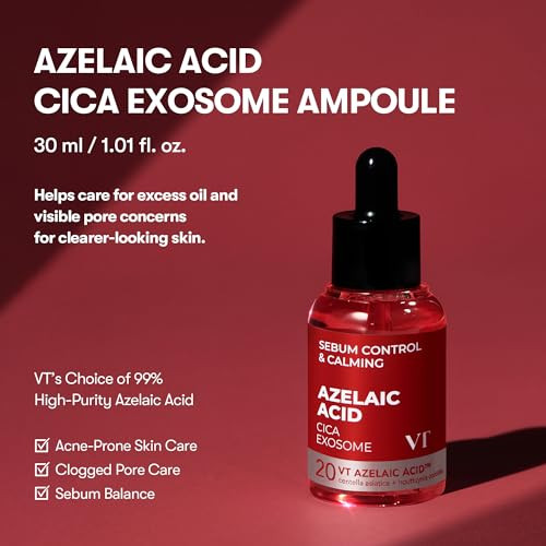 Vt Cosmetics Azelaic Acid Cica Exosome Ampoule Korean Skincare Serum 1.01 Fl Oz 30Ml