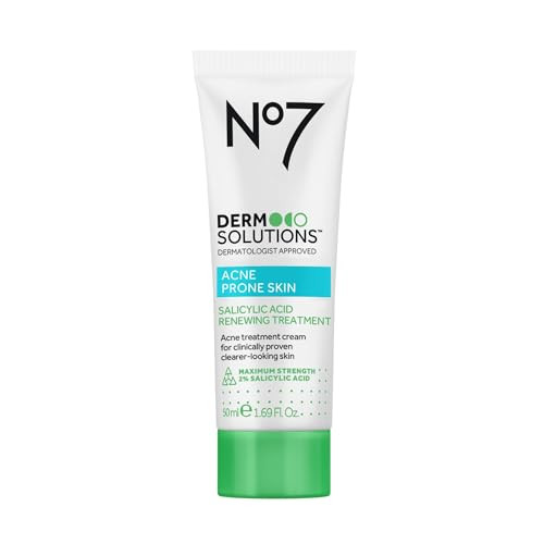 No7 Derm Solutions 2% Salicylic Acid Acne Treatment For Face Pimple Cream With Maximum Strength For Clearer Skin Nondrying Exfoliating Formula For Acne Prone Skin 1.69 Fl Oz