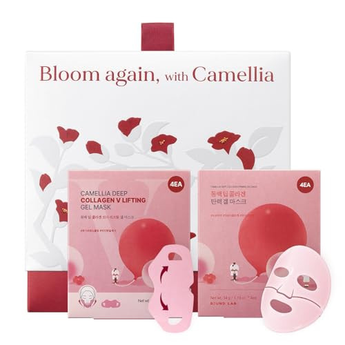 Round Lab Camellia Deep Collagen Firming Face Mask Set 4plus4Collagen Elasticity Mask And V Lifting Mask Skin Recovery And Firmlooking Care Skin Discovery Kit Korean Skin Care