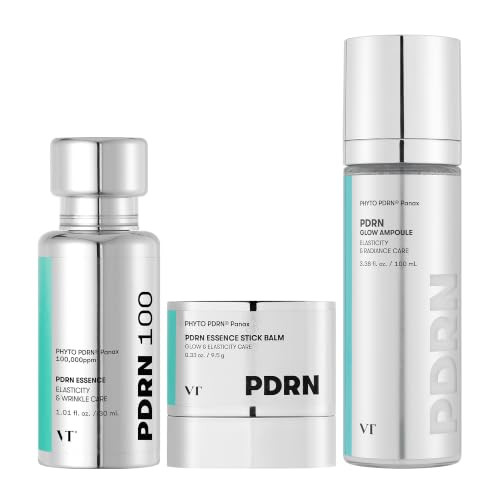 Vt Cosmetics Bundle Pdrn 100 Essence And Pdrn Essence Stick Balm And Pdrn Glow Ampoule Facial Mist Wrinkle Care Firming And Antiaging Hydrating Korean Skincare Set Mothers Day