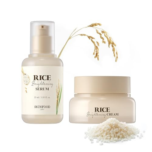 Skinfood 1957 Skinfood Rice Moisture Glow Set Korean Skincare Serum And Cream Duo For Deep Hydration And Radiant Skin Fermented Rice Water For Brightening Smoothing And Skin Finish
