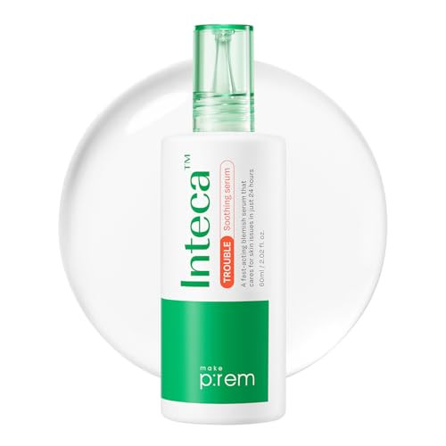 Makep:Rem Make Prem Inteca Trouble Soothing Serum Calming And Hydrating Facial Serum For Rednessprone Skin Skin Texture Care Lightweight Daily Soothing Serum Korean Skin Care 2.02 Fl. Oz. 60Ml