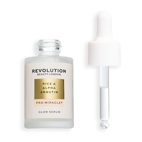 Revolution Beauty London Revolution Pro Miracle Rice plus Alpha Arbutin Face Serum helps Even Skin Tone Addresses Dullness And Hyperpigmentation Vegan And Crueltyfree 1.01 Fl Oz