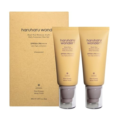 Haruharu Wonder Black Rice Moisture Airyfit Daily Sunscreen 1.69Fl.Oz Pack Of 2