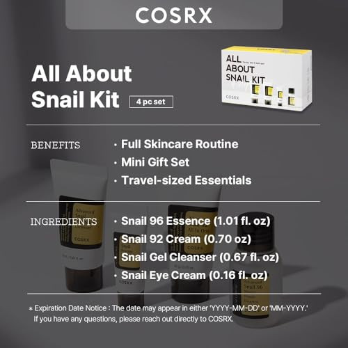 Cosrx All About Snail Set plus Hydrogel Mask 3Ea Snail Mucin Skincare Set And Glow Hydrogel Collagen Face Mask Travel Essentials Stocking Stuffers Korean Skin Care