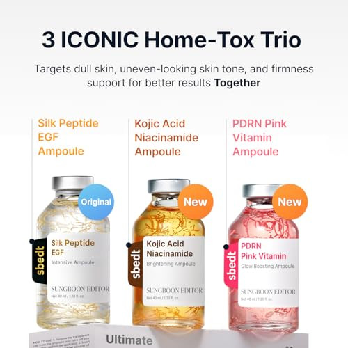 Sungboon Editor Glow Intensive Hometox Trio Copper Peptide Pdrn And Kojic Acid Radiance And Glow Boosting Care For Dull Uneven Skin Dark Spots And Wrinkles Korean Skincare Set For Woman