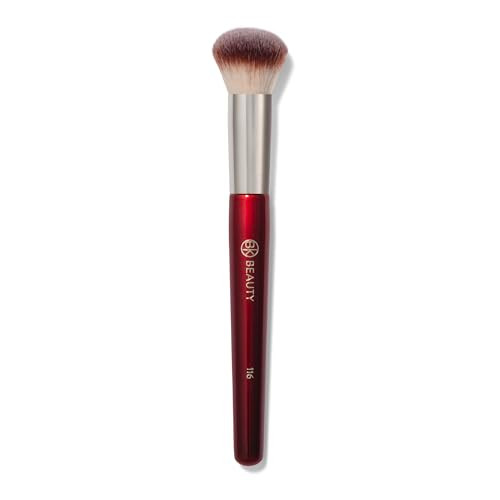Bk Beauty 116 Small Round Complexion Brush Compact Round Makeup Brush For Precise Blending Of Cream Blush Contour Bronzer And Foundation Vegan Bristles
