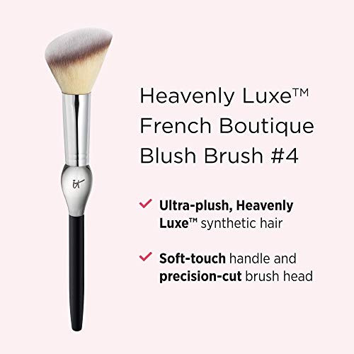 It Cosmetics Heavenly Luxe French Boutique Blush Brush 4 Flawless Finishluxe Makeup Brush For Cheeks Liquid plus Powder Blush Easy To Grip Handle Ultrasoft Synthetic Fibers Crueltyfree