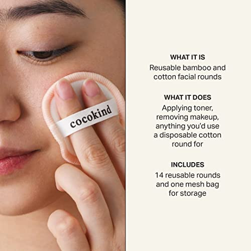 Cocokind Reusable Facial Rounds Reusable Makeup Remover Pads Made With Bamboo And Cotton Washable Makeup Cotton Rounds With Bag 14 Countreusable Makeup Remover Pads Made With Bamboo And Cotton Washable Makeup Cotton Rounds With Bag