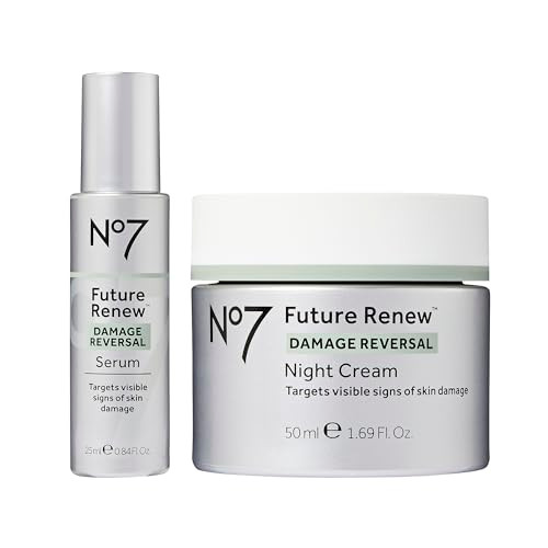 No7 Future Renew Skincare Starter Kit Damage Reversal Serum plus Night Cream Antiaging Skincare Set Targets Visible Signs Of Skin Damage 2 Count