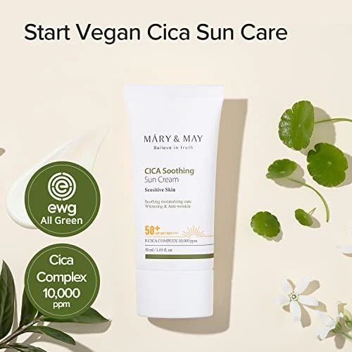 MaryandMay Maryandmay Cica Soothing Sun Cream Spf50plus Paplusplusplusplus 50Mllight Absorption Nonsticky Spf Hydration No White Cast Cica Facial Daily Carecruelty Vegan 1.69 Fl Oz