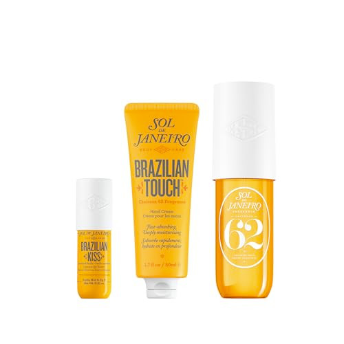 Sol De Janeiro Purse Essentials Travel Size Bundlebrazilian Kiss Lip Butter Brazilian Touch Hand Cream And Cheirosa 62 Perfume Mist 3.0 Fl Oz.