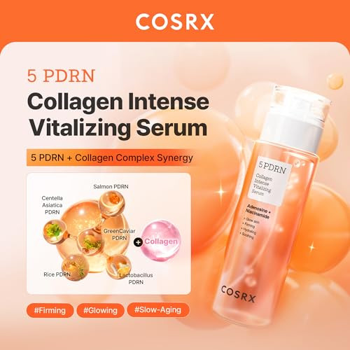 Cosrx 5 Pdrn Collagen Intense Vitalizing Serum Korean Serum For Skin Firming And Glowing With Salmon Dna Centella Lactobacillus Pdrn And Collagen Korean Skin Care 3.38 Fl.Oz.