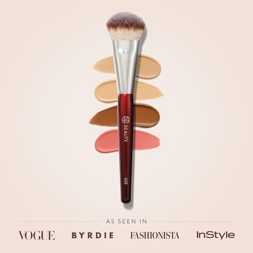 Bk Beauty Brushes 109 Mini Contoured Foundation Face Brush For Liquid Or Cream Foundations Bronzer Blush And Highlighter Makeup Brush