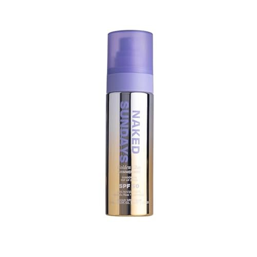 Sundays Spf 50 Shimmer Sunscreen Setting Mist Golden Glow Lightweight Hydrating Brightening With Hyaluronic Acid For Face And Body 75Ml