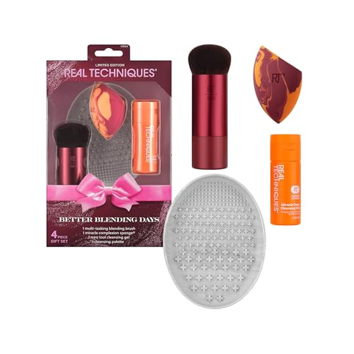 Real Techniques Better Blending Days Limited Edition 4Piece Holiday Makeup Set Makeup Makeup Brush And Cleansing Tools Vegan And Crueltyfree Beauty Kit
