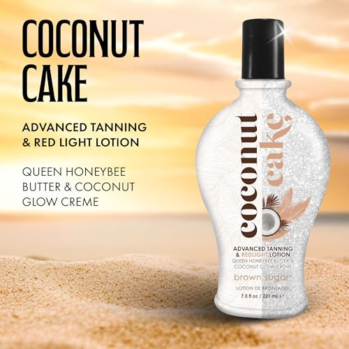 Brown Sugar Coconut Cake Tanning And Red Light Lotion advanced Bronze Color With Royal Honey Coconut Butter Collagen And Hyaluronic Acid Carrot Oil Cocohoney Nectar Scent 7.5 Fl Oz