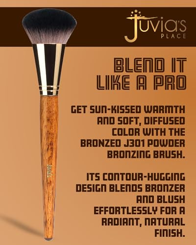 JuviaS Place Juvias Place Bronzed J301 Powder Bronzing Brush Ultrasoft Dense Bristles For Smooth Blending Airbrushed Finish Ergonomic Handle For Precision Contour Ideal For Powder Liquid And Mousse Formulas