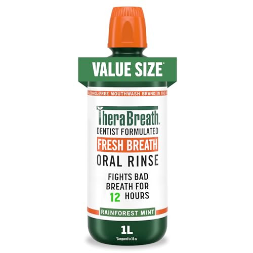 Therabreath Fresh Breath Mouthwash Rainforest Mint 33.8 Ozalcoholfree Fights Bad Breath