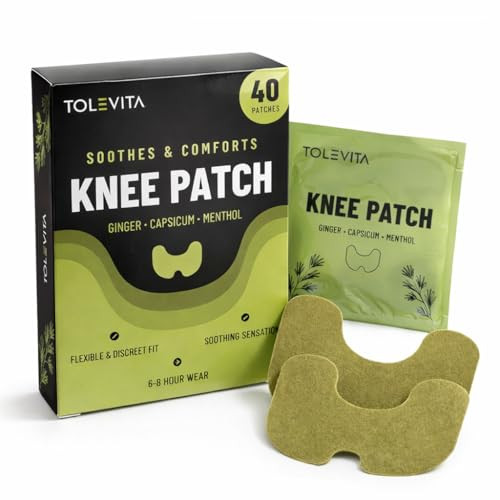 Tolevita Knee Patches 40 Patches Per Pack With Wormwood Ginger Safflower Notoginseng Capsicum And Menthol Warm And Cool Comfort And Everyday Wellness