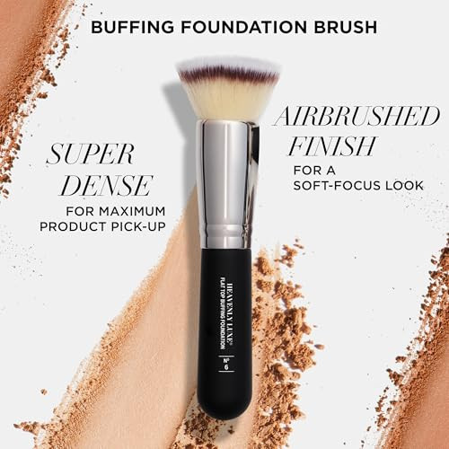 It Cosmetics Heavenly Luxe Flat Top Buffing Foundation Brush 6Luxe Makeup Brush For Liquid Foundation Loose plus Pressed Powder Ultrasoft Synthetic Fibers Crueltyfree Flawless Finish