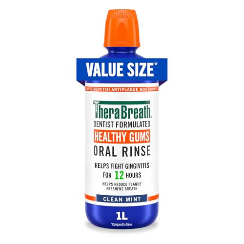 Therabreath Healthy Gums Oral Rinse Antigingivitis Clean Mint Flavor Dentist Formulated To Help Prevent Gingivitis And Support Gum Health Alcohol 1 Liter