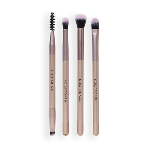 Revolution Beauty London Revolution Eye Do It All Brush Set4 Eye Makeup Brushes Synthetic Bristles For Eyeliner Eyeshadow Blending And Contour Vegan And Crueltyfree