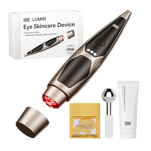 Inia 4In1 Eye Massager Tool Under Red Light Therapy For Face Depuffingeye Lift Wand With Heat And Vibration For Dark Circles Puffiness And Skin Firming Enhances Skincare Routine