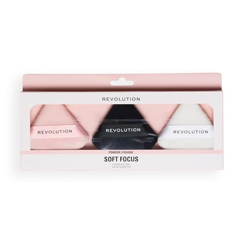 Revolution Beauty London Revolution Soft Focus Powder Puff Trio3 Facesetting Tools For Applying Loose Or Pressed Powder Vegan And Crueltyfree