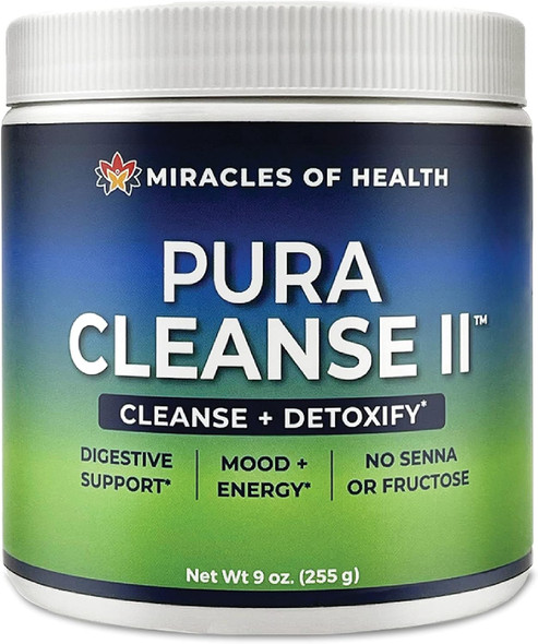 Miracles of Health Pura Cleanse  Super Herb and Fiber Detox Drink  Daily Cleanse for the Colon Lungs Skin and Kidneys - Made with  Ingredients Soluable and Insoluable Fiber
