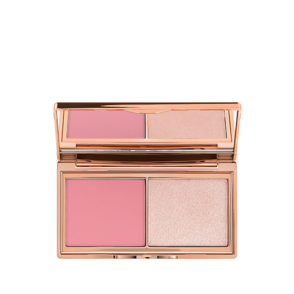 Charlotte Tilbury Mini Hollywood Blush & Glow Glide Palette, Powder Blush & Highlighter Compact, Face Makeup Duo, Travel Size Makeup Palette
