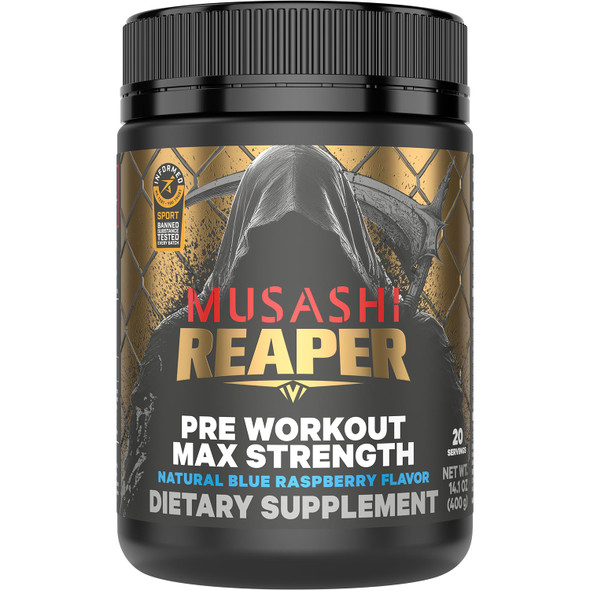 Musashi Reaper Pre Workout Max Strength Blue Raspberry 400 g 20 Servings