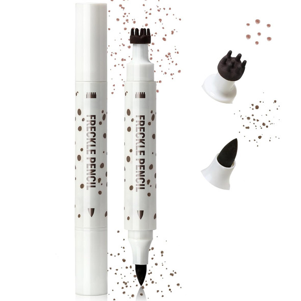 Noerrors Freckle Pen Stamp 2 in 1 for Natural Lifelike Faux Freckle Dual Ended Freckles Stamp and  Precise Pen Waterproof Fake Freckles Stain Marker for Sunkiss Makeup #02 Deep