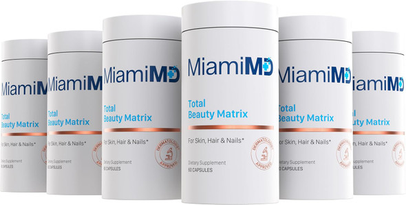 MiamiMD Total Beauty Matrix Collagen Supplements for Women  Collagen Capsules with Vitamin C for Hair Skin and Nails  Cruelty Free