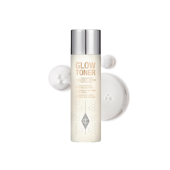 Charlotte Tilbury Glow Face Toner - Exfoliating Toner for Oily Skin - Helps to Reduce The Appearance of Pores, Hydrate & Plump Skin - Delicately Scented with Rose & Lemon