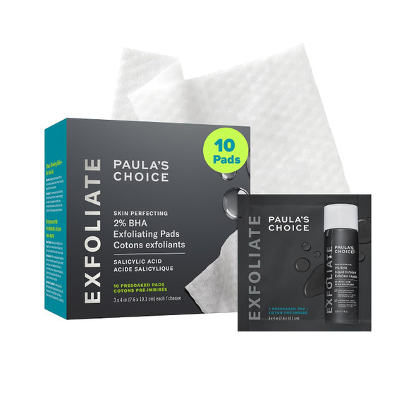 Paula's Choice SKIN PERFECTING 2% BHA Salicylic Acid Exfoliating Pads  Facial Exfoliant Pads for Blackheads Enlarged Pores Wrinkles and Fine Lines