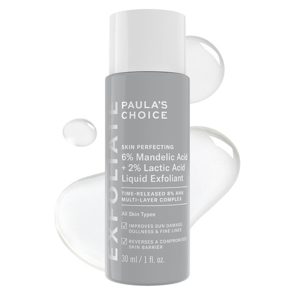 Paula's Choice  Mandelic  Lactic Acid Liquid Exfoliant  Gentle AHA Exfoliation for Discoloration Bumpy Texture andRadiance for Sensitive Skin Fragrance-Free