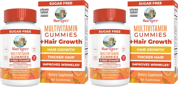 MaryRuth's Multivitamin Hair Growth Gummies Thicker Hair 30 Servings  With Lustriva Biotin 10000mcg B Vitamins Formulated for Thicker Hair Wrinkles Fine Lines Skin Care