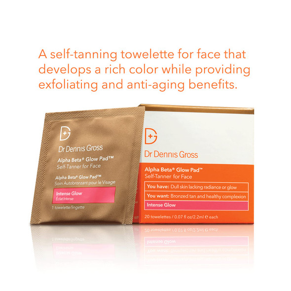 Dr. Dennis Gross Alpha Beta Glow Pad Intense Glow for Face: for Dull Skin Lacking Radiance & Glow, (20 Towelettes)