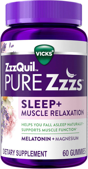 ZzzQuil Pure Zzzs Muscle Relaxation Melatonin Sleep Aid Gummies Supports Muscle Function Helps You Fall Asleep Naturally Fast Melatonin  Magnesium No Next-Day Grogginess Drug-Free