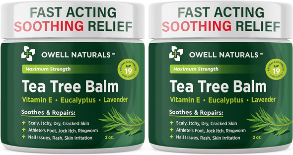 Owell Naturals Tea Tree Antifungal Balm – Extra Strength for Athlete’s Foot Jock Itch Ringworm and Skin Fungus  Soothing for Itchy Dry Cracked Skin Feet and Body
