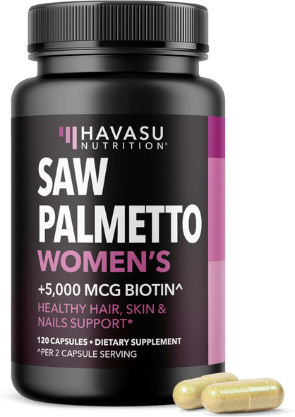 HAVASU NUTRITION Saw Palmetto for Women with Bitoin 5000mcg Per Serving  30 Day Supply