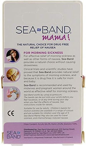 Sea-Band Mama Anti-Nausea Acupressure Wristband for Morning Sickness, Colors May Vary, Pack of 2