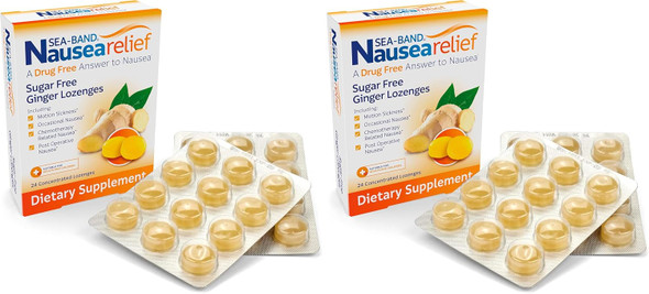Sea-Band Sugar Free Ginger Travel Lozenges for Motion Sickness 24 Pieces  Morning sickness relief   drug free HSA/FSA approved 24 lozenges sugar free