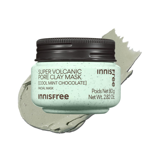 innisfree Super Volcanic Clay Mask, Pore Cleansing & Oil Control Face Mask for Oily Skin with AHA, Korean Wash-Off Clay Mask for Clogged Pores - Cool Mint Chocolate - 2.82 oz