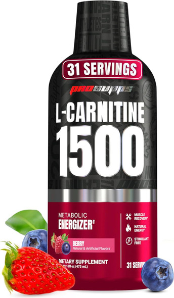 ProSupps L Carnitine Liquid 1500 Stimulant Free Liquid Shots Berry Clean Workout Drink for Energy Performance and Muscle Recovery No Sugar No Carbs 31 Servings
