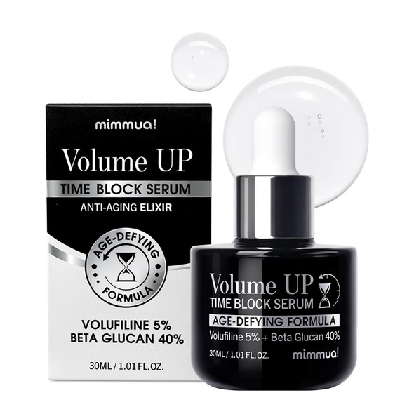 mimmua!  Volume UP Time Block Serum Volufiline and Beta Glucan Complex  Volufiline and Beta Glucan Complex serum Hydrates and plumps skin softens fine lines Milky texture all skin types