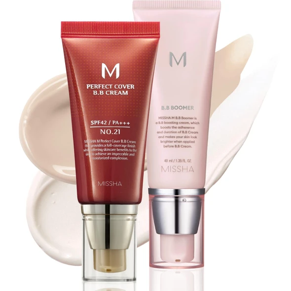 MISSHA BB Essentials Kit Light Beige SPF 42 PA+++ and BB Boomer Primer  Light skin with cool undertones  primer kit for buildable tinted coverage and daily face makeup.