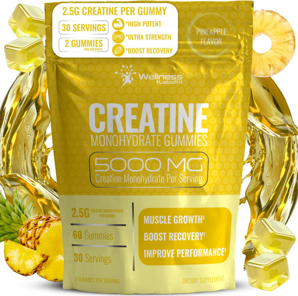WELLNESS LABSRX Creatine Gummies for Women & Men, Creatine Monohydrate Gummies